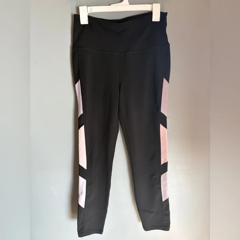 GAIAM Black Leggings with Pastel side panels - size Large - Athletic Yoga